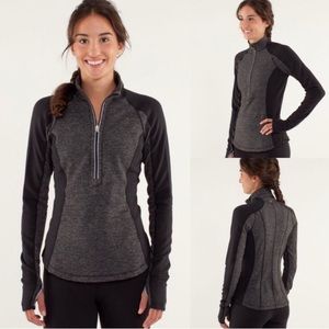 Lululemon Womens Run U-Turn Pullover Mini Check Pique Gray Black